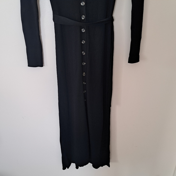 Zara Black Maille Belted Midi Dress - Picture 5 of 8